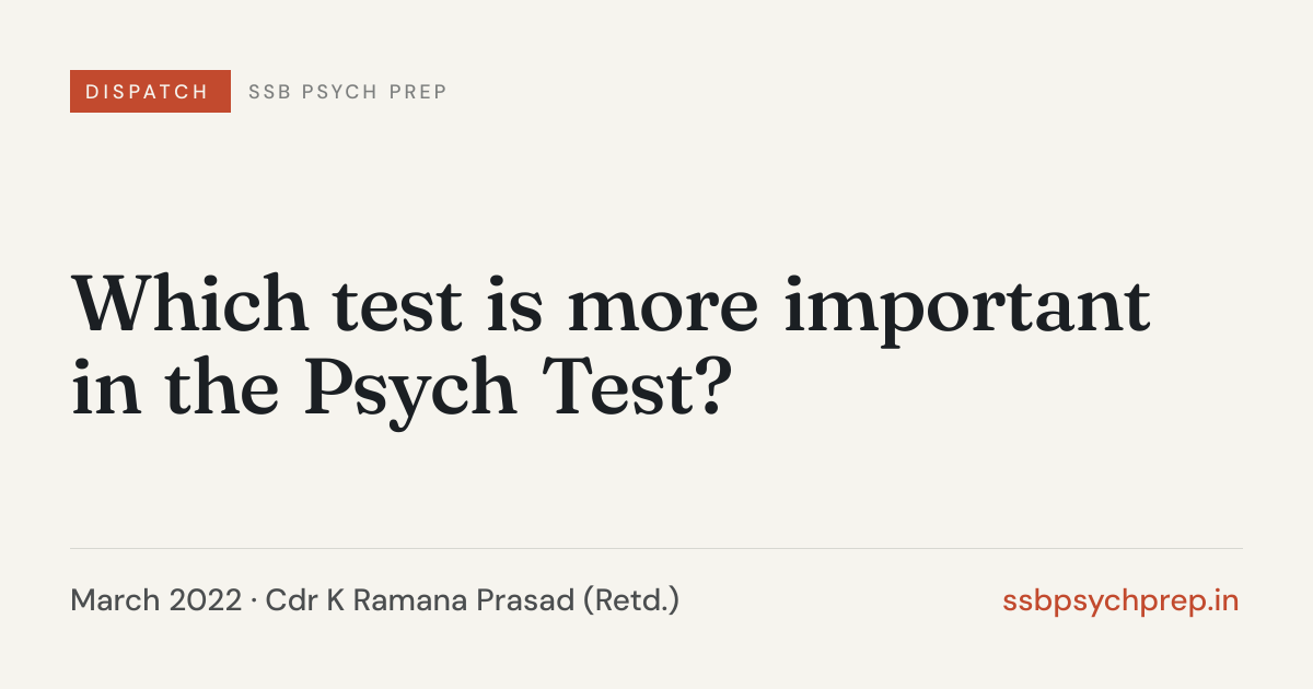 Which test is more important in the Psych Test? — SSB Psych Prep